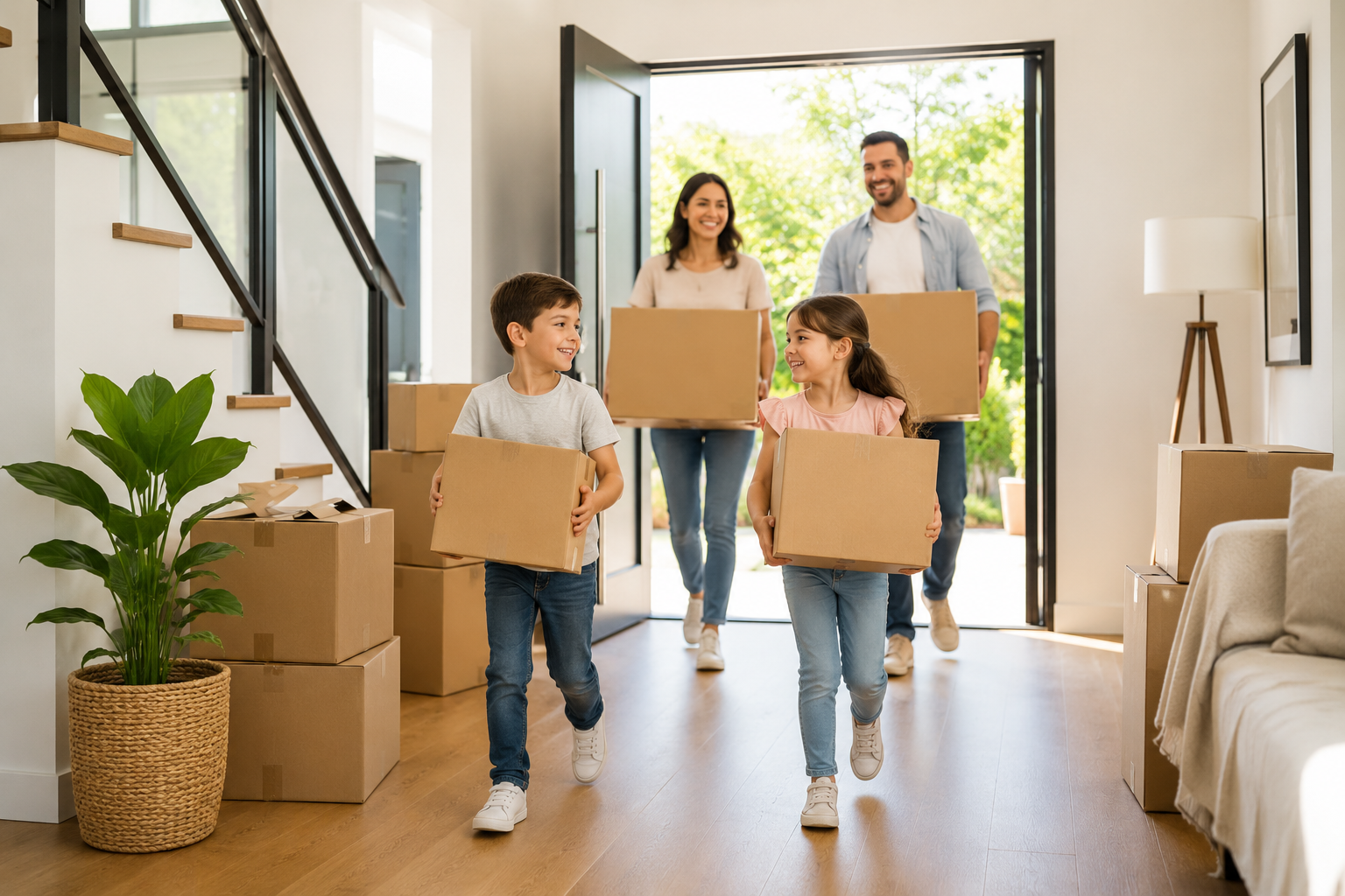Family moving into their next home